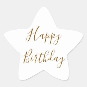 Adesito Estrela Feliz Aniversário Dourado Texto Personalizado Bran