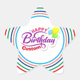 Adesito Estrela Feliz Aniversário Moderno Elegante Nome Personaliz