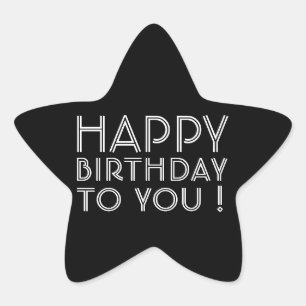 Adesito Estrela "Feliz Aniversário Para Você!"Preto e branco