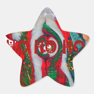 Adesito Estrela Feliz Natal Colorful Santa Claus Art Impressão