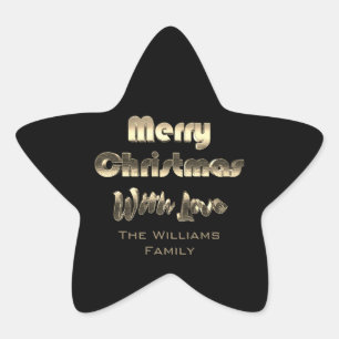 Adesito Estrela Feliz Natal Elegante Sepia Faux Preto Dourado