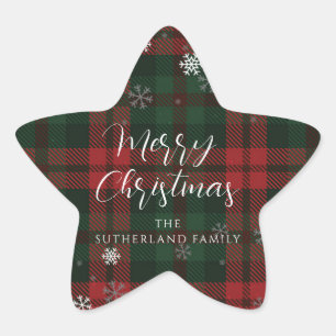 Adesito Estrela Feliz Natal Flocos de Neve Xadrez Personalizado Sc