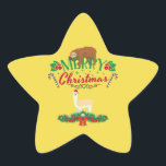 Adesito Estrela Feliz Natal Llama com uma lama dormindo<br><div class="desc">Adorável e fofo chá de natal com uma lama usando chapéu de Santa,  uma preguiça dormindo. Um presente perfeito para sua preguiça ou lama obcecada neta,  neto ou filho.</div>