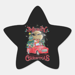 Adesito Estrela Feliz Natal Vintage Red Papais noeis Caminhão
