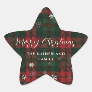 Adesito Estrela Feliz Natal Xadrez Rústico Personalizado