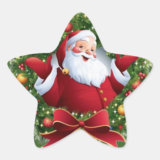 Adesito Estrela Feset Santa Claus Wreath Star Sticker (Frente)