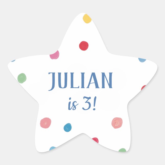 Adesito Estrela Festa de Aniversário de criança de Bolinhas de Bol (Frente)