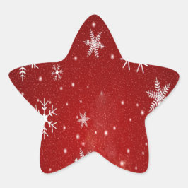 Adesito Estrela Flocos de neve brancos com fundo vermelho