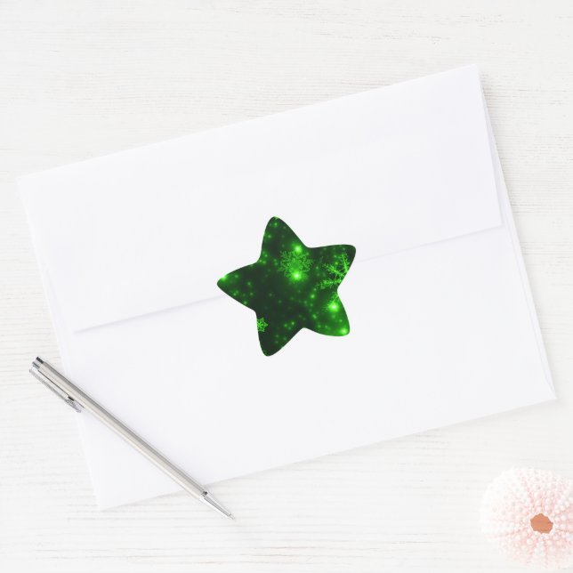 Adesito Estrela Flocos de neve com fundo verde (Envelope)