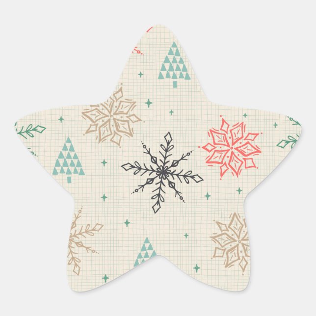 Adesito Estrela Flocos de neve desenhados manualmente Árvores de N (Frente)