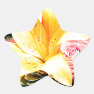 Adesito Estrela flores de casamento laranja rosa estrela lírio ros
