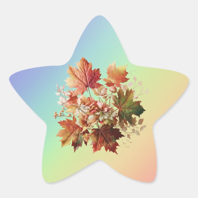 Adesito Estrela Folhas de outono e flores em Buquê (Frente)