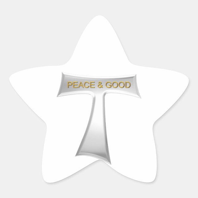 Adesito Estrela Franciscan Tau Cross Peace e Good Silver & Dourado (Frente)