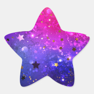 Adesito Estrela Fundo Azul Cor-de-rosa brilhante