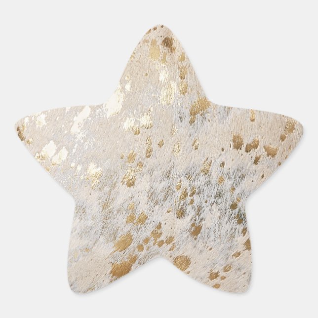 Adesito Estrela Garota Metálica Dourada Faux Cowhide Impressão-Met (Frente)