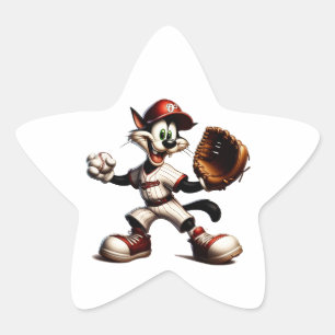 Adesito Estrela Gatinho De Beisebol Enrola Para Cima