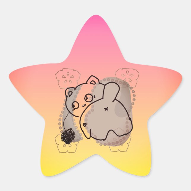 Adesito Estrela Gato Brincalhão com Linha (Frente)