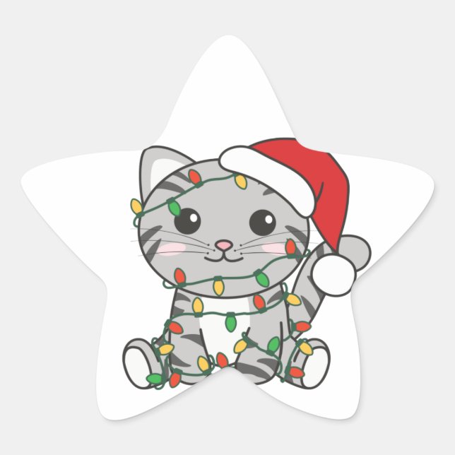 Adesito Estrela Gato de Natal Animais de inverno Gatos (Frente)