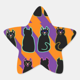 Adesito Estrela Gato preto em listras laranja e roxo