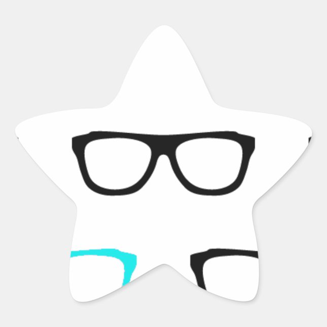 Adesito Estrela geek azul de óculos geeks (Frente)