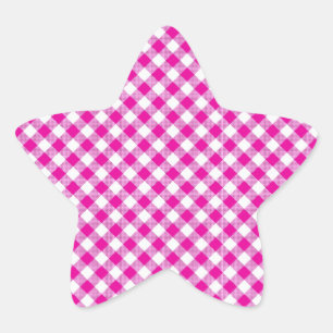Adesito Estrela Gingham - Vinheta Estelar Cor-de-Fundo Rosa