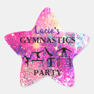 Adesito Estrela Girls Gymnastics Aniversário Rustic Sparkle Perso