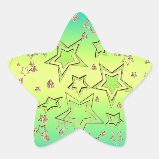 Adesito Estrela Glitter de gradiente natalício brilhando estrelas  (Frente)