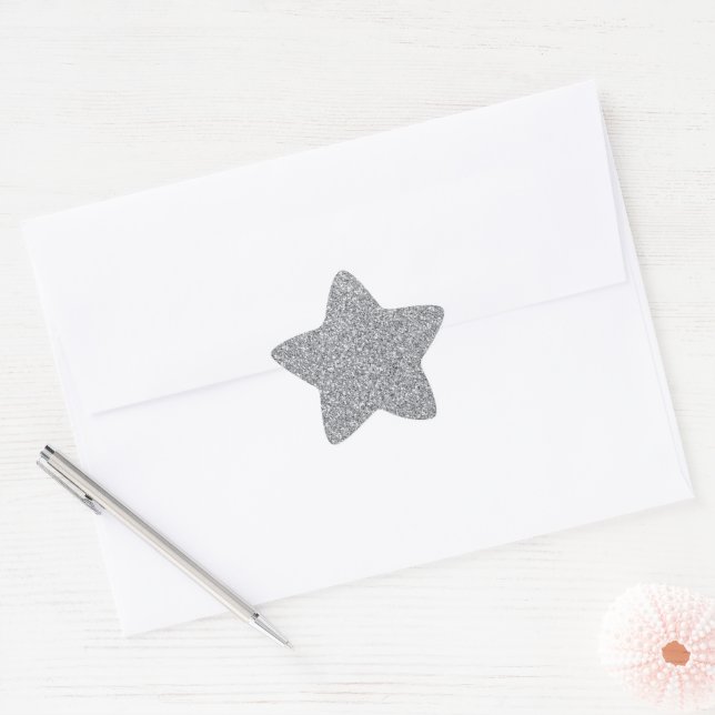 Adesito Estrela Glitter de Prata Metálico (Envelope)