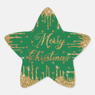 Adesito Estrela Glitter verde e dourado - natal alegre