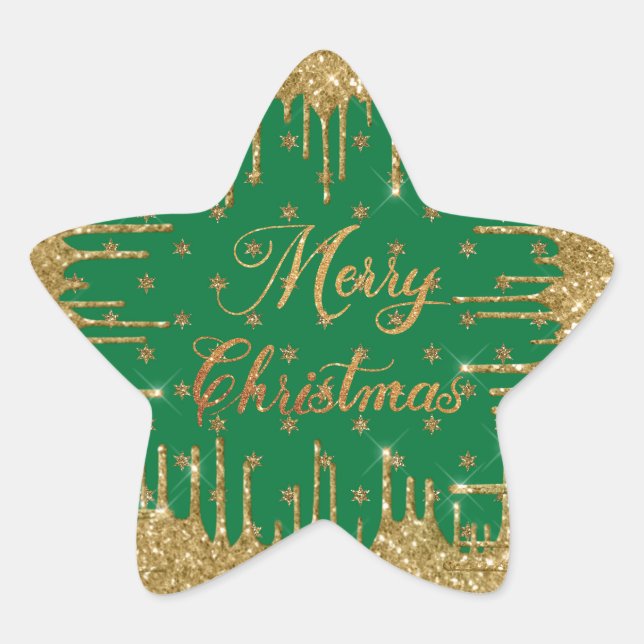 Adesito Estrela Glitter verde e dourado - natal alegre (Frente)