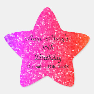 Adesito Estrela Glittery Pink Sparkle Custom Name 16th Birthday
