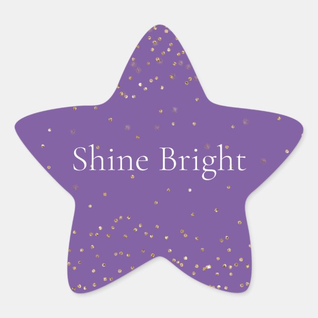 Adesito Estrela Glitzy Dourado Roxo Confetti Sparkle (Frente)