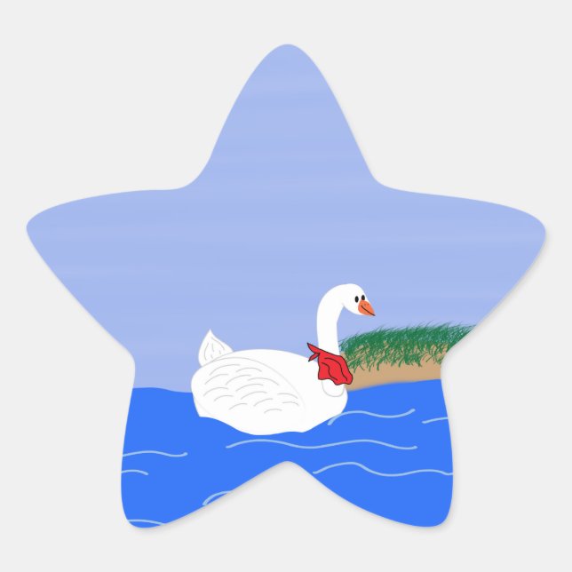 Adesito Estrela Goose White em Lake Cartoon Art (Frente)