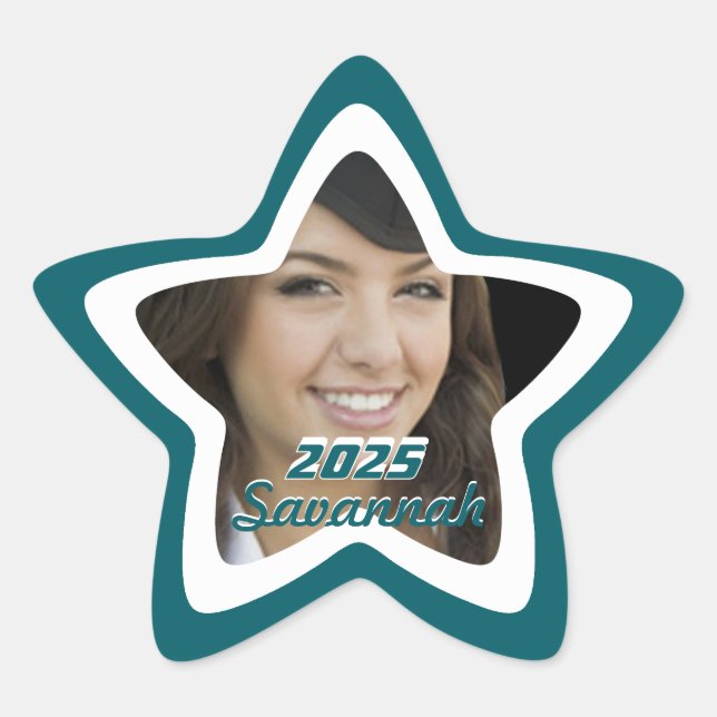 Adesito Estrela Graduação em Teal ou 16 Fotografias-Stickers Doce (Frente)