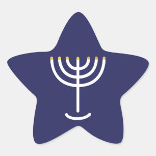Adesito Estrela Gráfico Dourado do Marinho Branco Moderno Menorah