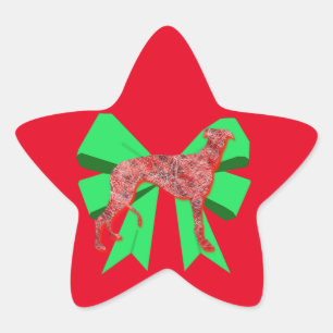 Adesito Estrela Greyhound Dog Silhouette Red & Green Arco Natal