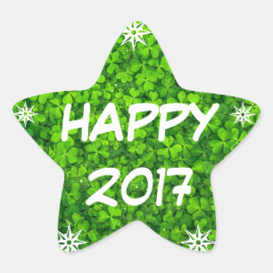 Adesito Estrela Happy 2017, Feliz ano novo Shamrock Star Sticker