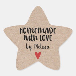 Adesito Estrela Homemade Com Amor Kraft Personalizado