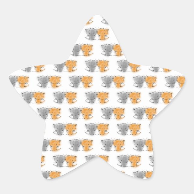 Adesito Estrela Ilustração de Gatinhos Fluffy Adoráveis (Frente)