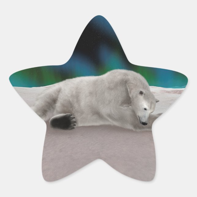 Adesito Estrela Ilustração Pacífica de Urso Polar na Natureza Árti (Frente)