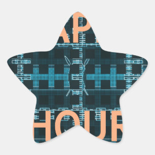 Adesito Estrela Impressão de Arte de Vetor Azul de Texto de Hora F