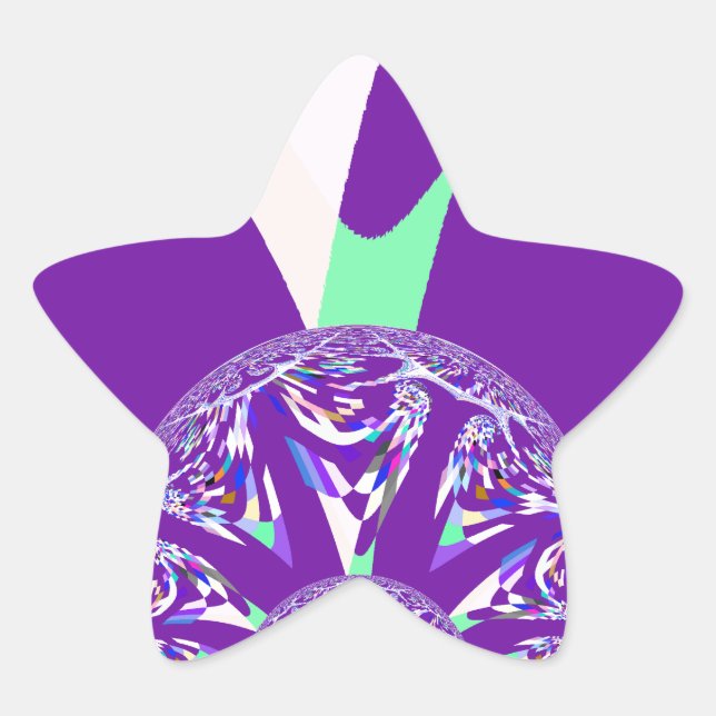 Adesito Estrela Impressão de Arte do Caleidoscópio Ciano Azul Retr (Frente)