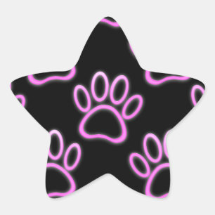 Adesito Estrela Impressão de Paw Neon Dog Rosa