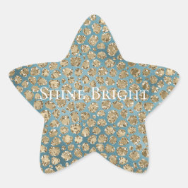 Adesito Estrela Impressão do Leopardo Azul-Teal Verde Dourado