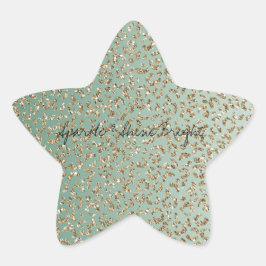 Adesito Estrela Impressão do Leopardo Glitter Glitter Verde Emeral