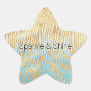 Adesito Estrela Impressão Dourada de Sparkle Zebra de Omã Amarelo