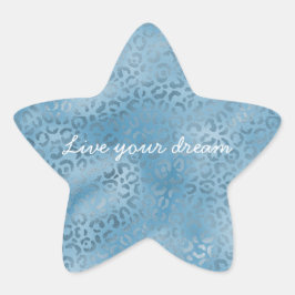 Adesito Estrela Impressão Leopardo Azul Turquesa