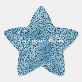 Adesito Estrela Impressão Leopardo Azul Turquesa