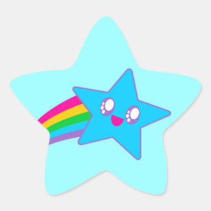 Adesito Estrela Kawaii Rave Neon Estrela Arco-íris
