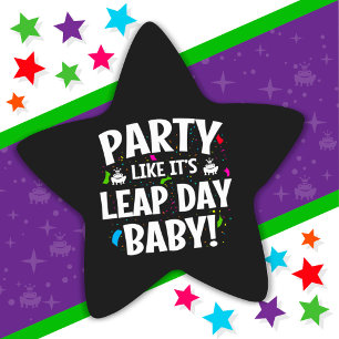 Adesito Estrela Leap Year Festa de aniversário Leap Day Baby Fev 2